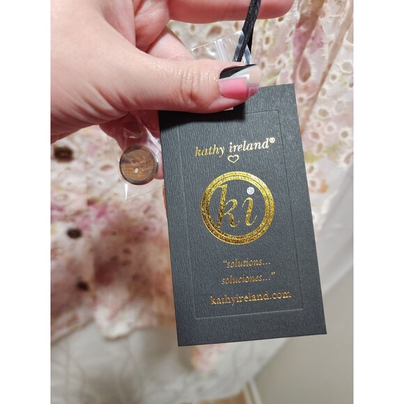 Kathy Ireland Womens XL Pink Shacket Victorian Floral Eyelet Relaxed Cottage - Picture 10 of 16